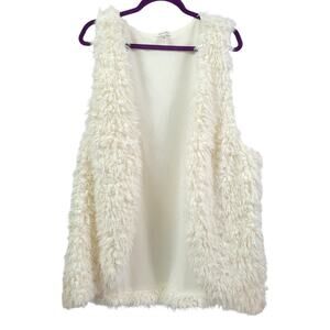 Self Esteem White Fuzzy Vest Women's Size 2X